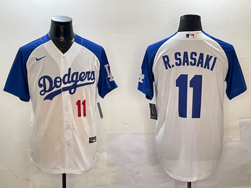 Men Los Angeles Dodgers #11 R Sasaki white 2025 MLB nike jersey style 23